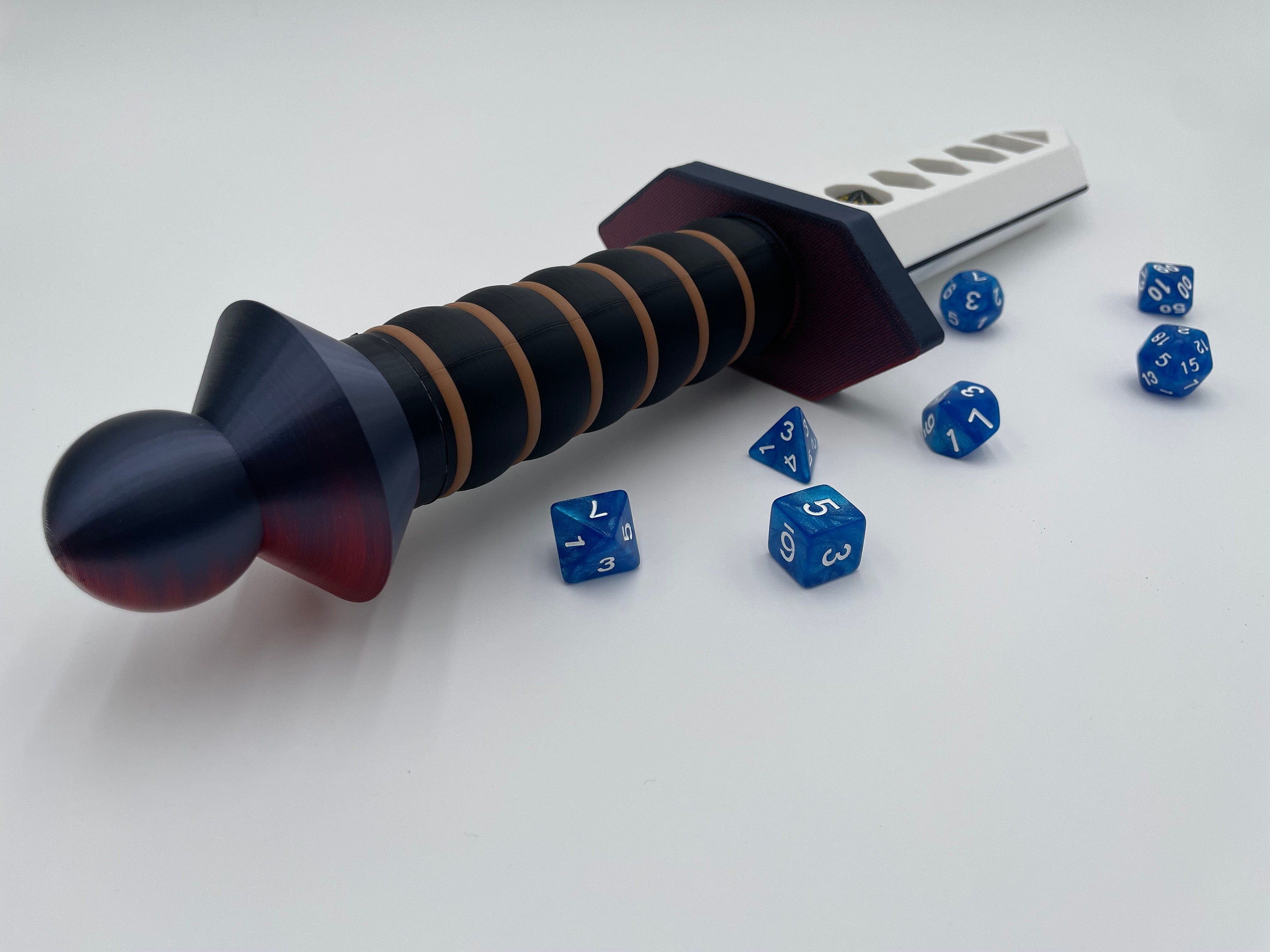 Dice Dagger | Storage for 2 Sets of Standard Dice | 1 Set of Dice Included! | Tabletop Roleplaying Game Enthusiasts | Fable Forged Workshop